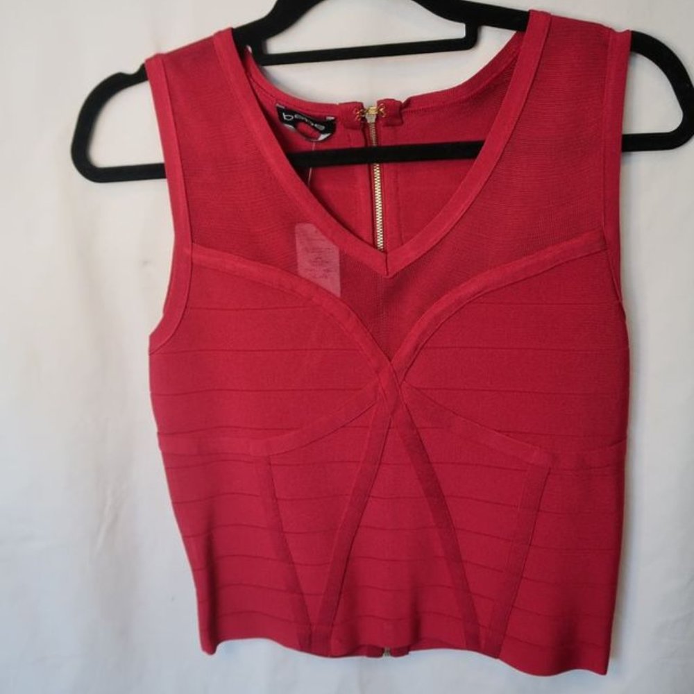 Bebe Red Mesh/ Bandage Croptop New!